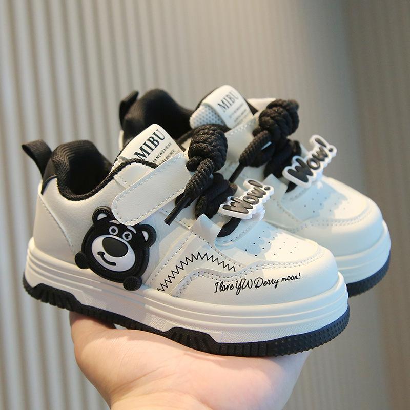 Cartoon Kids Casual Sports Sneakers Soft Sole White Shoes For Boys And Girls
