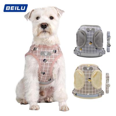 Plaid Reflective Dog & Cat Harness with Leash