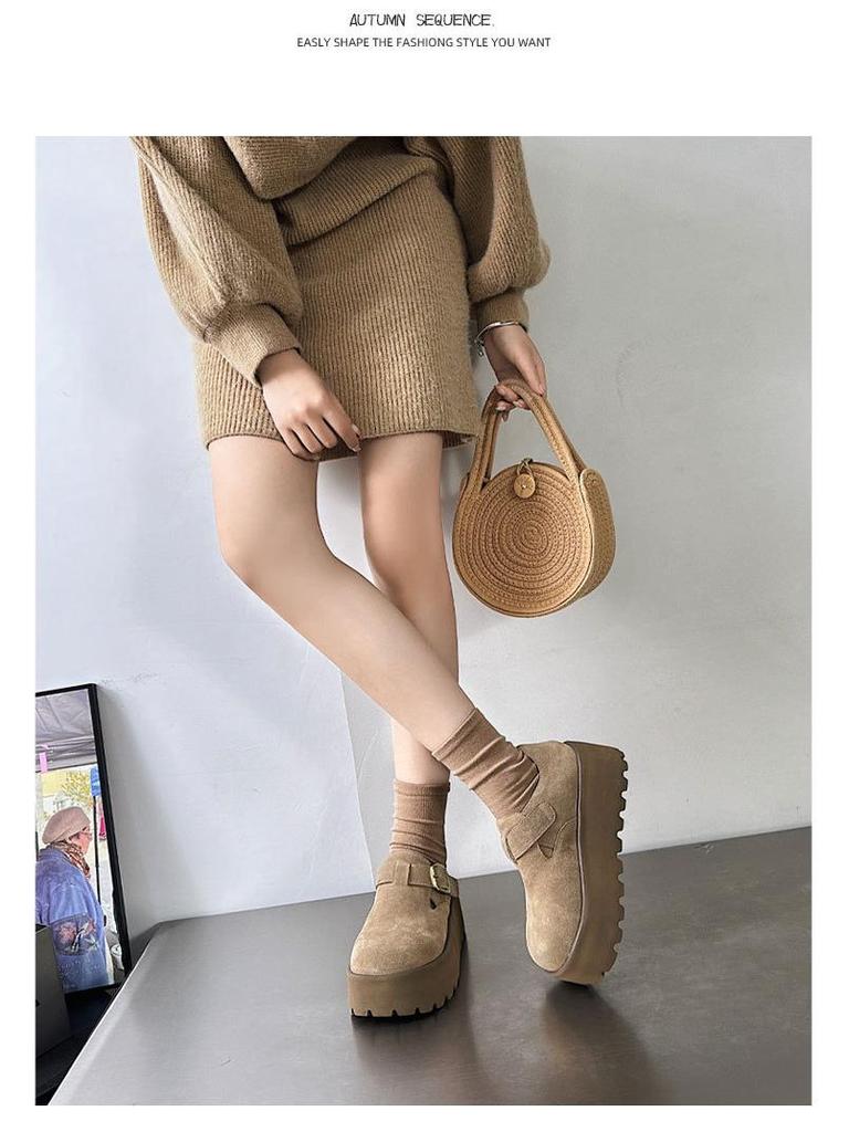 Damen Echtleder Retro Slipper Plateau Schuhe - 2025 Herbstkollektion