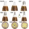 GU10 MR16 Dimmable LED Spotlight Bulbs E27 E14 GU5.3 B22 B15 AC 110V 220V DC 12V Brown Aluminum Cover Lamp for Home Office Light