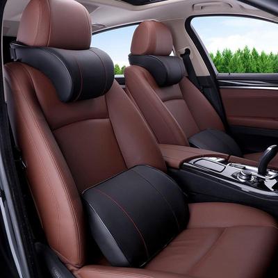 Leather Memory Foam Car Headrest Neck and Lumbar Support Pillow