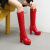 2024Mature Women's Boots Knee High Retro Sexy Chelsea Boots 10CM Square Heel Autumn and Winter New High Tube Lace Up Women Shoes