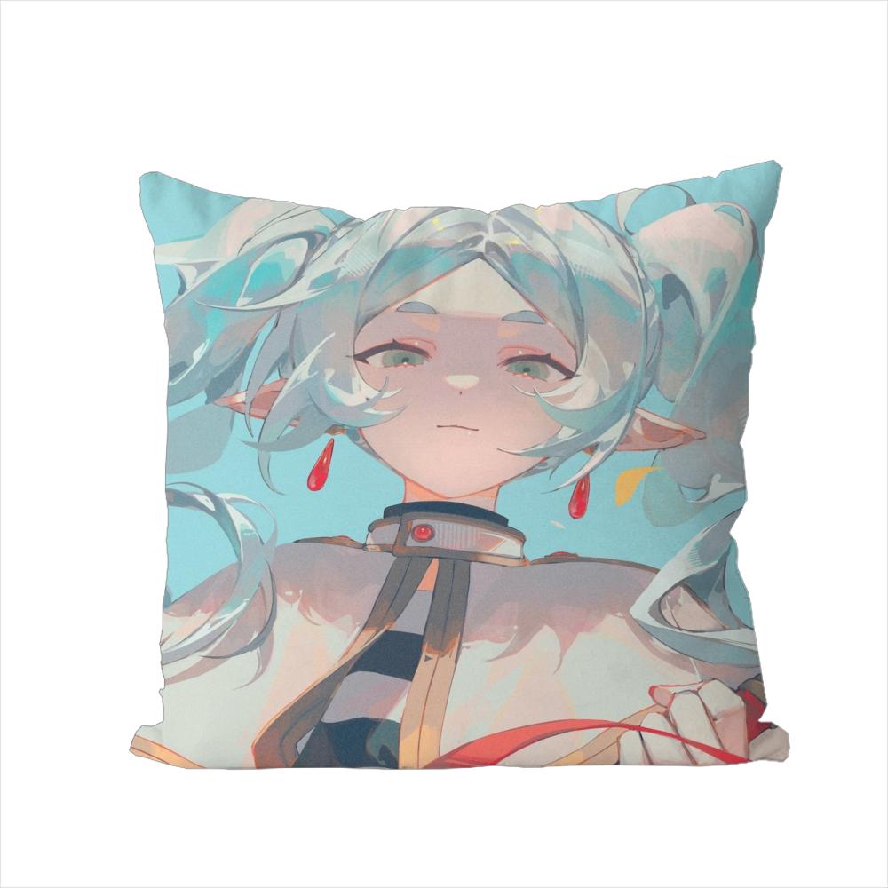 Anime FFrieren Pillow Case For Car Sofa Decorative Home Doublesided Print Plush Square Throw Pillow Cushion Cover
