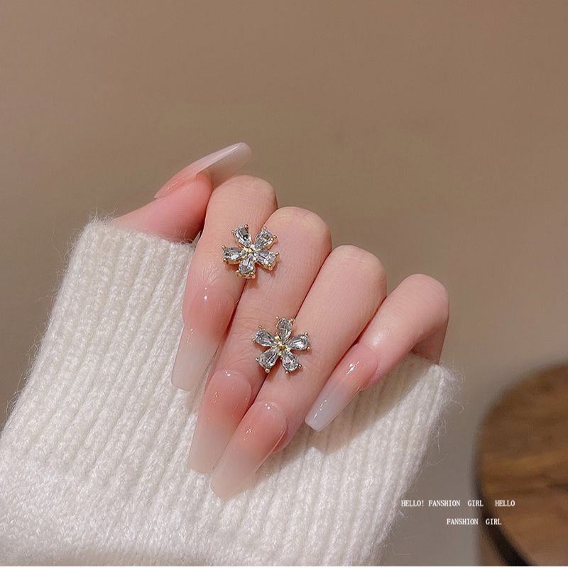 Mini Crystal Flower Stud Earrings for Women Girl Cute Zircon Korean Fashion Sweet Golden Color Plant Gift Zircon pendientes