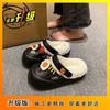 Wearing warm and versatile cartoon cute fluffy slippers 2025 autumn and winter new velvet thick-soled hole shoes women's