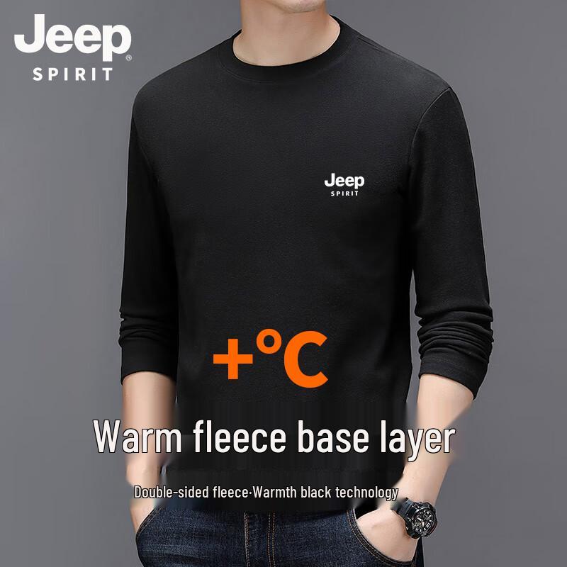 JEEP SPIRIT Men's Winter Fleece-Lined Thermal Long-Sleeve T-Shirt