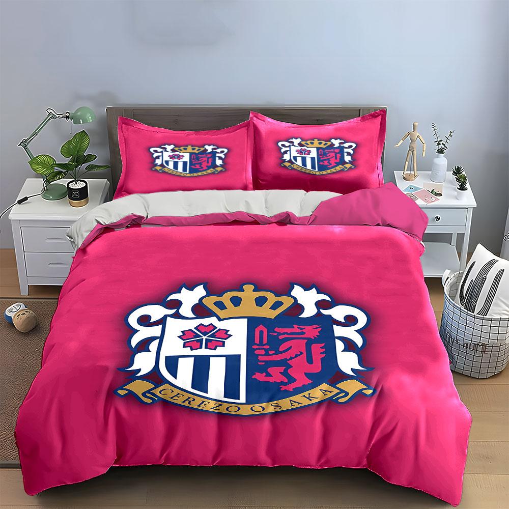 Pink Bedding Set with Crest Logo Bedding Duvet Cover Set Duvet Cover Pillowcases (1 * Duvet Cover 2 * Pillowcases, Without Duvet Insert)