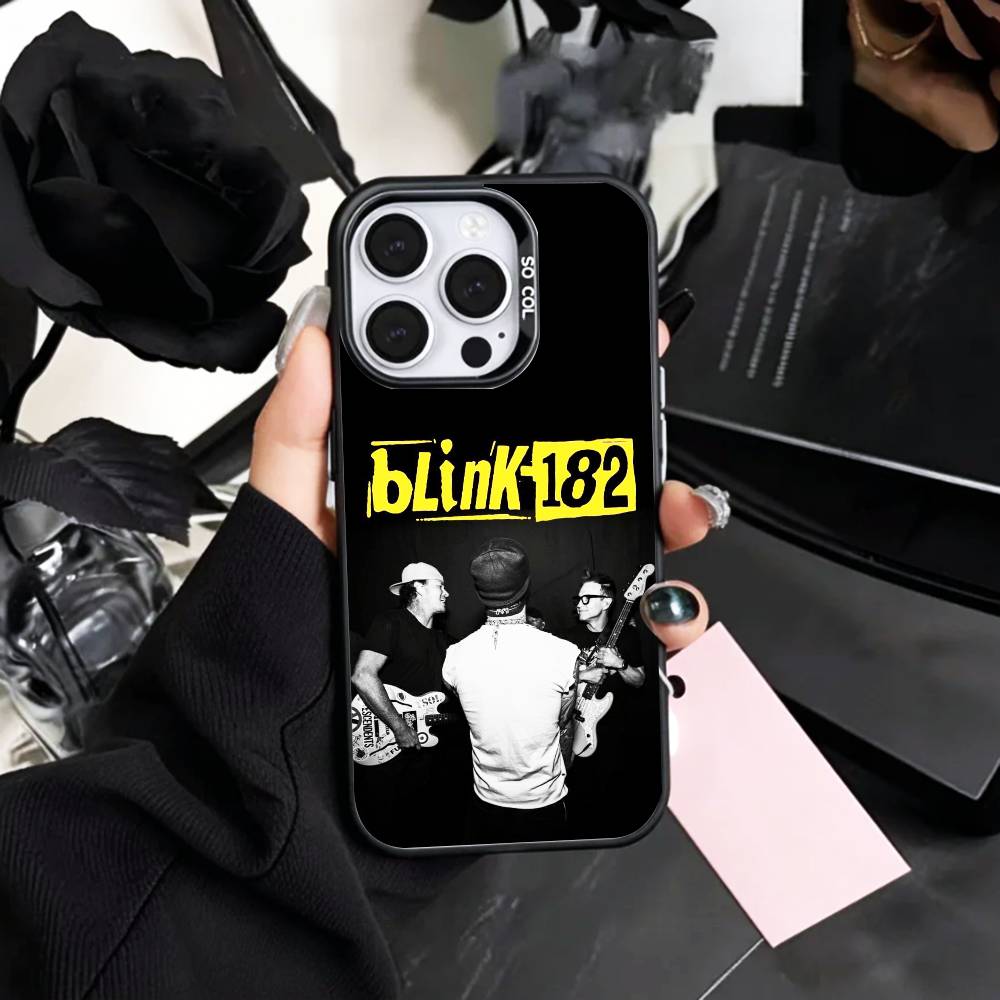 Punk B-Blink-182 B-Band Phone Case For iPhone17,16,15,14,13,12,11 Plus,Pro Max Colored Silver Plated Inside Cover