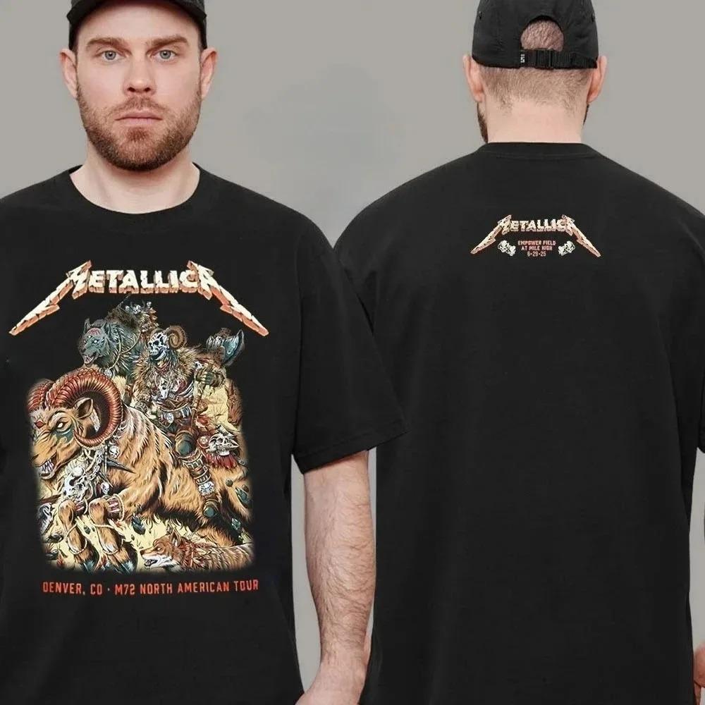 Heavy Metal Band Merallica Global Tour Mercah T-shirt Men Women Oversized Loose Casual Tees Streetwear Harajuku Fashion Cotton Top