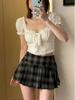 American Retro Plaid Pleated Mini Skirt - Korean Style Spring/Autumn Spicy Girl Academy Look