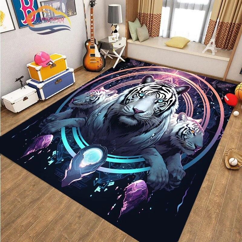 Covor de podea cu animale cool tigru art fashion covor Decorație casei cadouri covor Anti-alunecare pentru sufragerie și pat copil