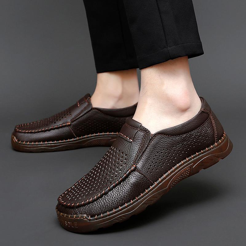 Handmade Genuine Leather Men Shoes Breathable Casual Shoes Men Loafers Moccasins Man Flats Shoes