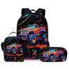 Klassisch Beliebtes Auto Geländewagen 3D-Druck 3 Stück/Set Schüler Schultaschen Laptop Tagesrucksack Rucksack Umhängetasche Lunchtasche Federmäppchen