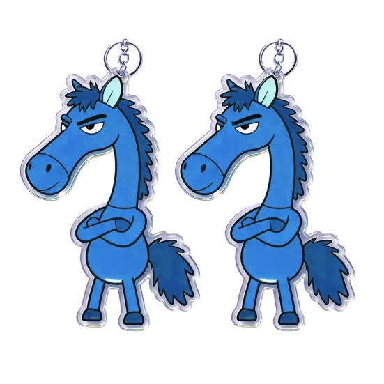2Pcs Arm-Crossing Horse Keychain Acrylic Bag Charm Pendant Year of Horse 2026 Scratch-Resistant Key Ring Backpacks Accessories