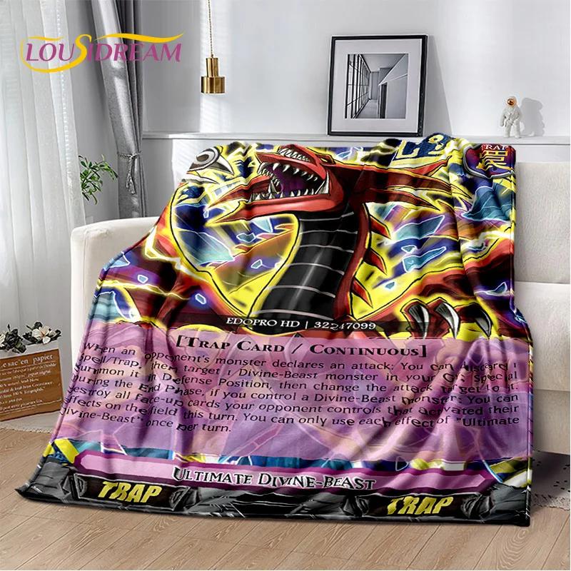 Monster Gold Card Cartoon Yu-Gi-Oh Anime Blue Eyes Dragon Game Soft Flannel Blanket for Bed Bedroom Sofa Picnic,Outdoors Leisure