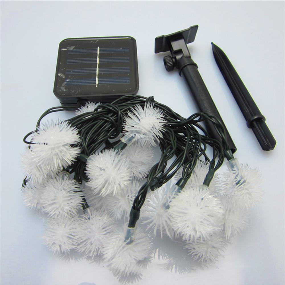 Christmas Solar String Lamp 20LED Fur Ball Style Light String Garden Yard Decoration Color Lights