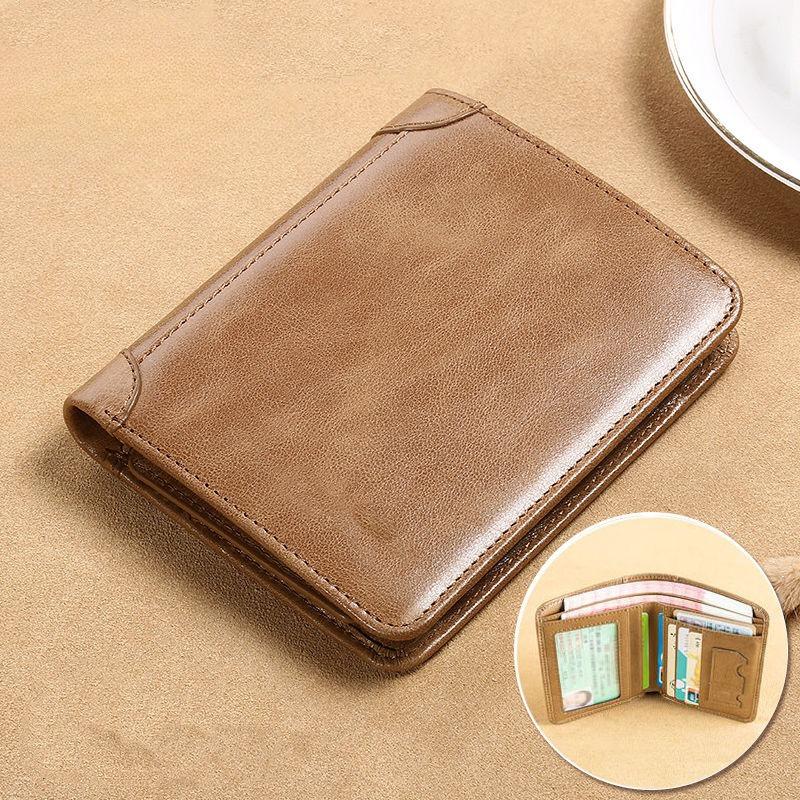 Men’s Vintage Bifold Wallet PU Leather Short Wallet with ID Window Card Holder Coin Pocket Slim Business Wallet for Driving License Cards Cash