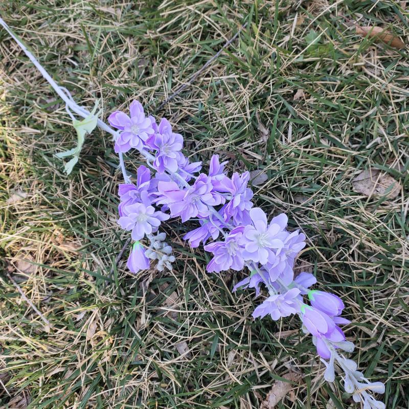 Artificial Larkspur Flocked Stems Double Fork Design Wedding Floral Decor Home Centerpiece Arrangements