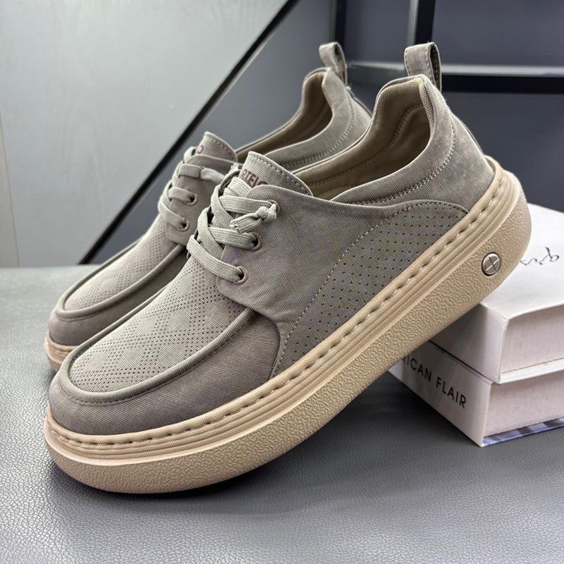 Men's Lace-up Canvas Sports Shoes Summer Mesh Breathable Platform Soft Sneakers for Men Anti-Slip Lightweight Casual Footwear