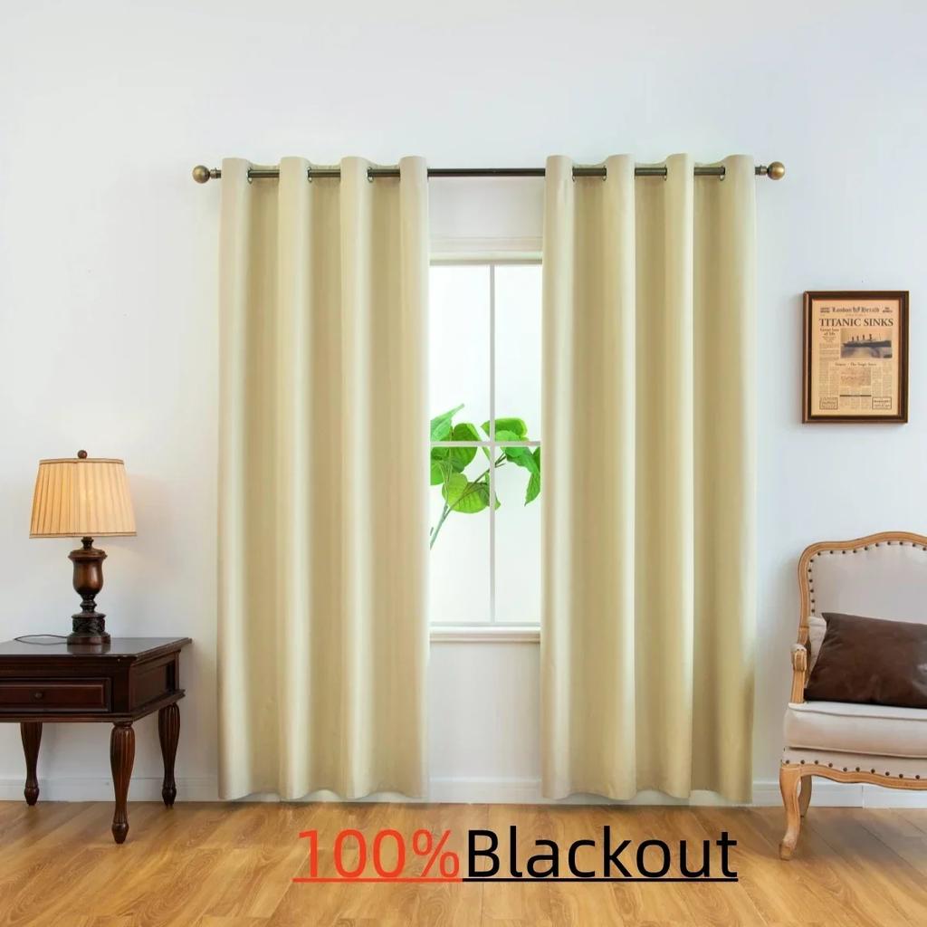 2panels 100% Blackout Curtains, Curtains for Living Room, Bedroom, Balcony, Bathroom, Modern Blackout  Window Curtain