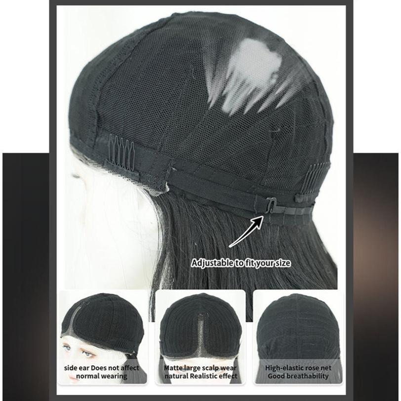 New Ladies Wig T-Part Lace Wigs Black Wave Mid-point Lace Wig Full Headgear Beauty Decoration