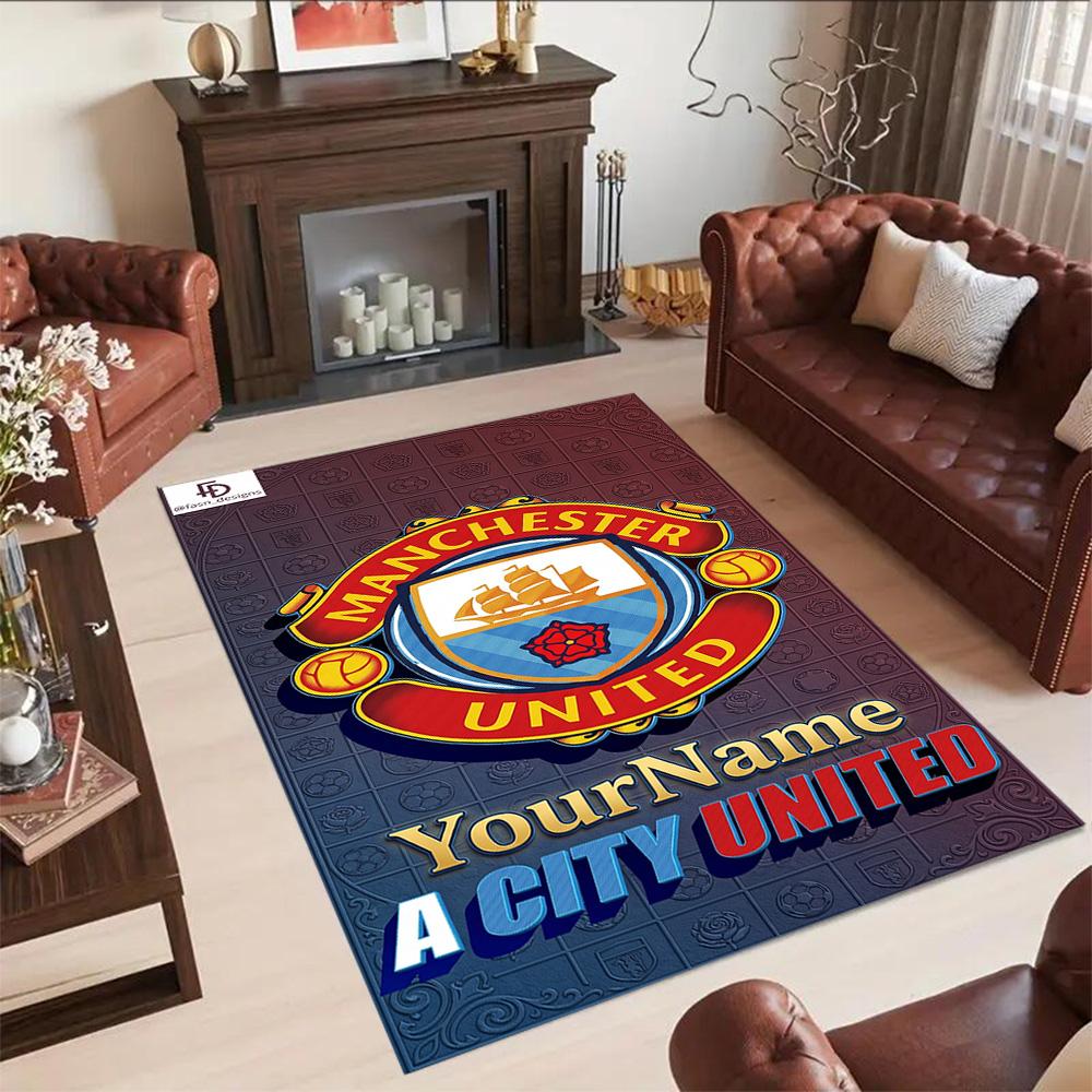 Manchester City Customize Your Name Floor Mat Design for Bedrooms Game Room Dormitory Foyer Antislip Carpet Decorate Offices Wedding Party Gift