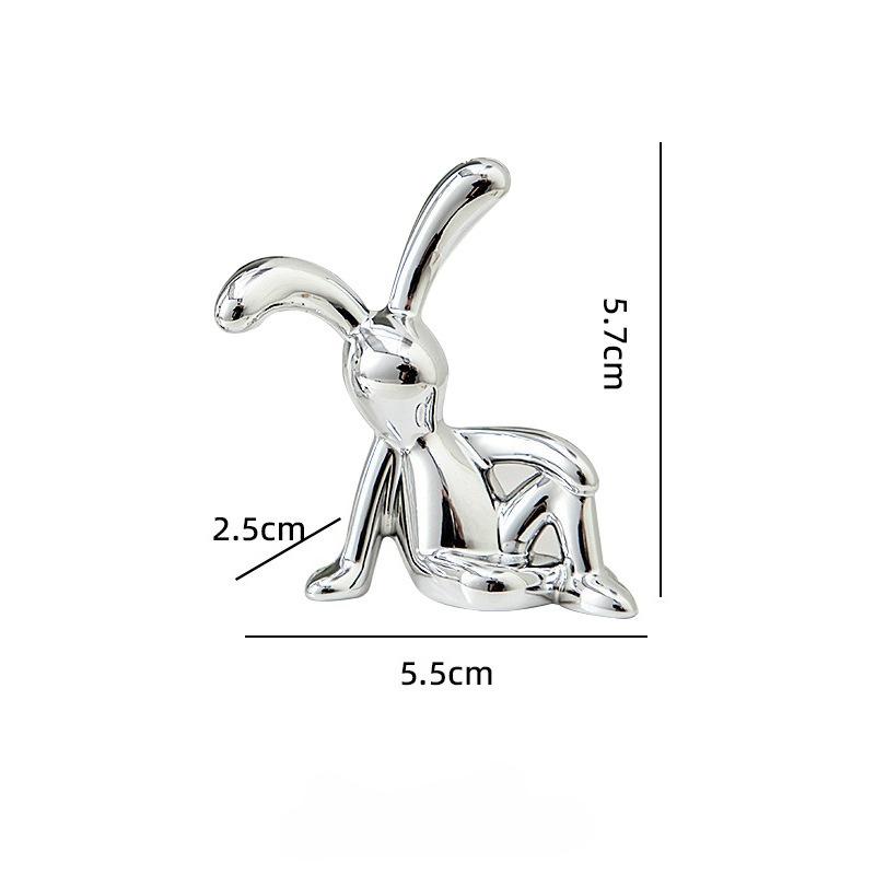 2PC Long-Eared Rabbit Double Statue Cartoon Decoration Accessories Living Room Bedroom Car Decoration Desktop Decorative Ornamet