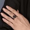 Huitan Novel Black Flowers Rings for Women Unique Gorgeous Personal Finger Accessories Elegant Attractive Wedding Band Jewelry