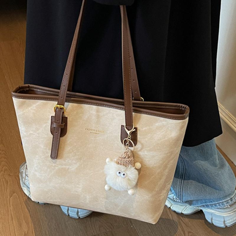 Toteväska med stor kapacitet Trendig Retro Flerfacksväska Enkel axelväska High-end pendlarväska för arbete