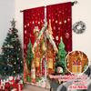 2 Stück 2D-Flachdruck Frohe Weihnachten Beliebtes Vorhang Lebkuchenhaus Weihnachtsszene Kunstwerk 100% Polyestergewebe Ohne