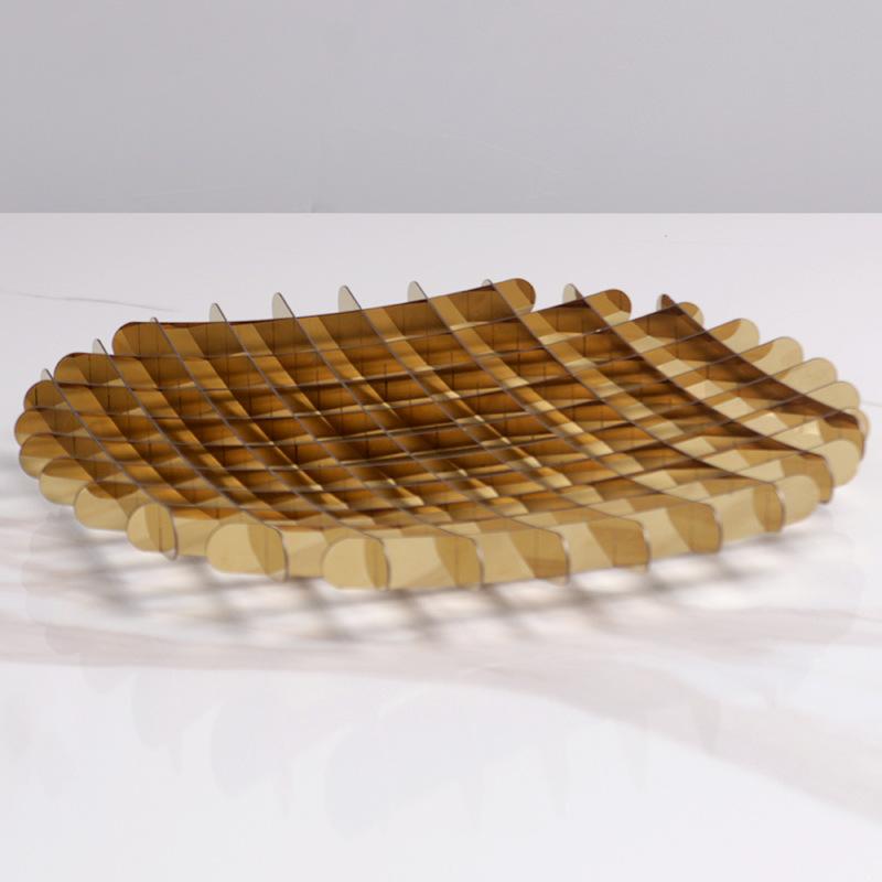 Nowoczesna Prosta Lekki Luksus Metalowa Okrągła Siatka Taca na Owoce Taca Ozdoby Model Pokoju Jadalnia Salon Miękkie Dekoracje