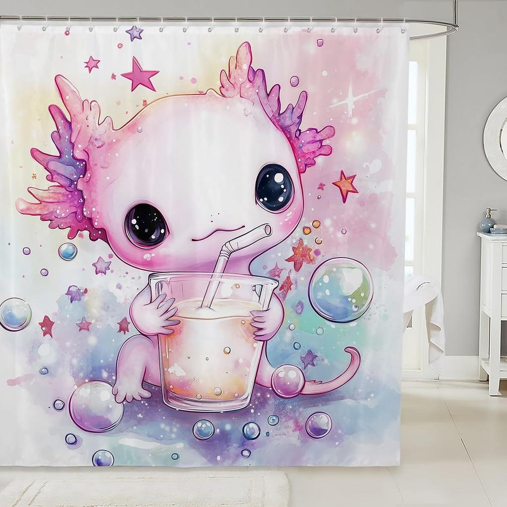 Pink Fox Shower Curtain Japanese Cherry Blossoms Bath Curtain Girls Teens Cute Cartoon Bathroom Shower Curtain Set Waterproof