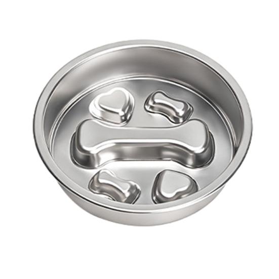 Steel Slow Feeder Dog Bowl Anti-Choking Anti-tip Non-slip Slow Eating Pet Feeding A