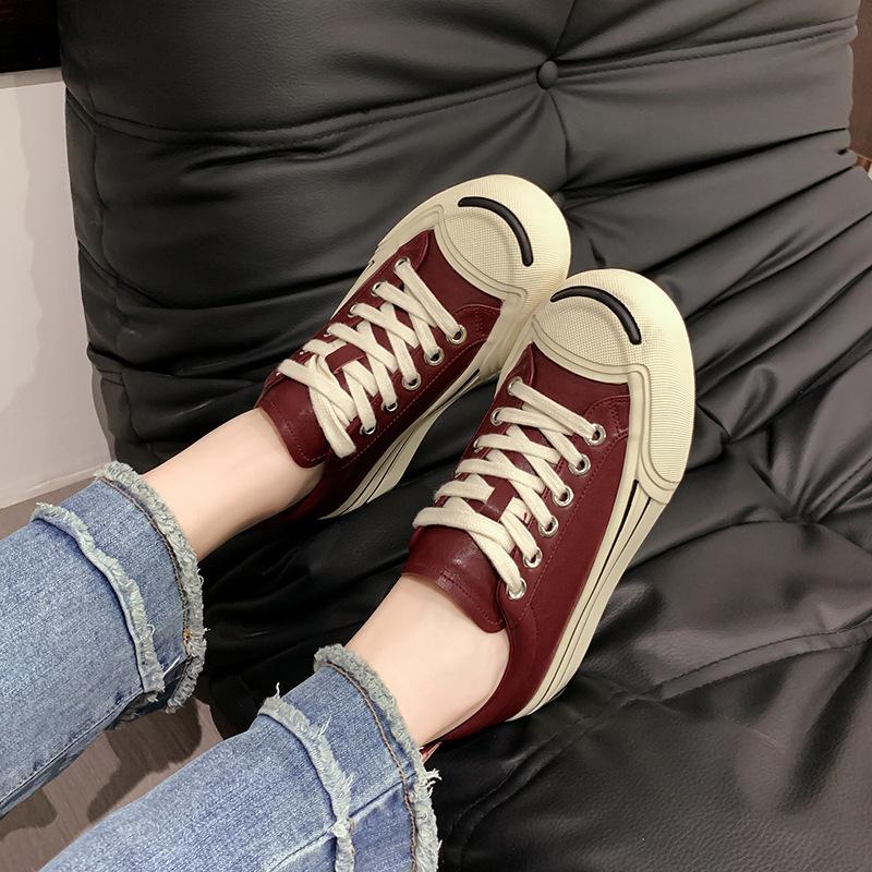 2025 new open smile inner height increase white shoes women's versatile platform casual shoes breathable college style sports women's shoes
