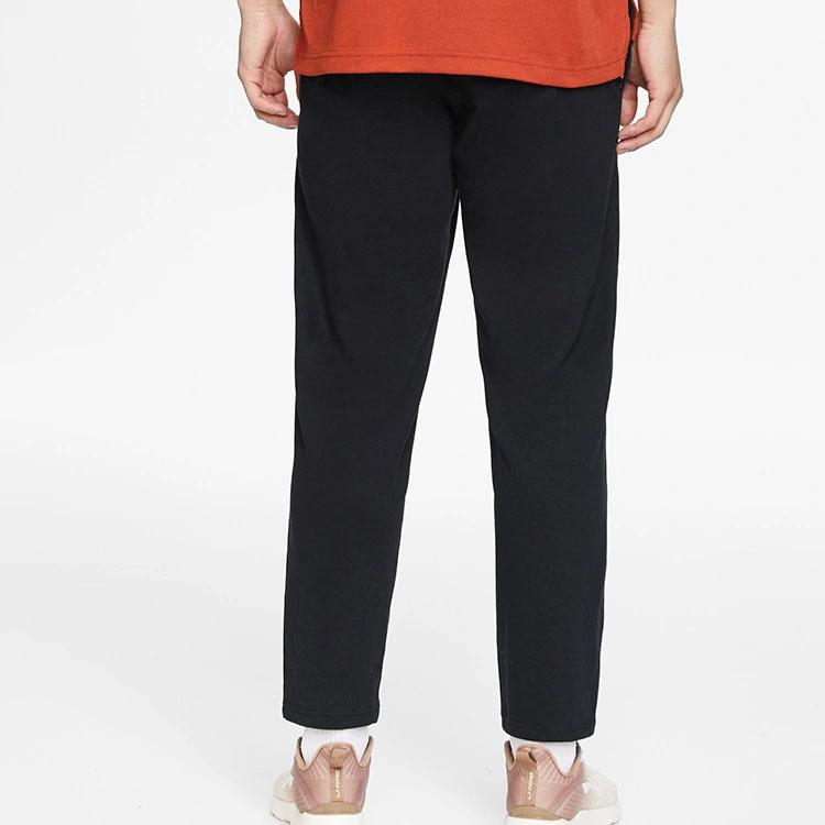 Li Ning SS22 Fitness Series Solid Color Elastic Waist Straight Leg Knitted Sports Pants Men Pants Black AKLS349-1