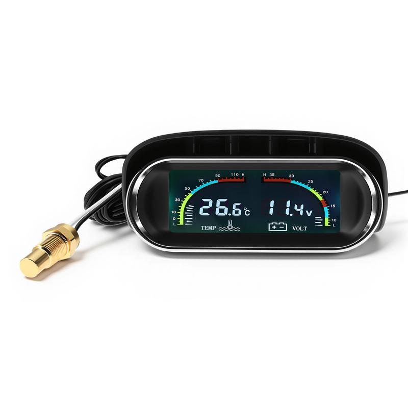 Digital LCD 2 in 1 Gauge Water Temp+Voltage Gauge Water Temperature Meter With Flashing Alarm Voltmeter For Car Truck Vehicle