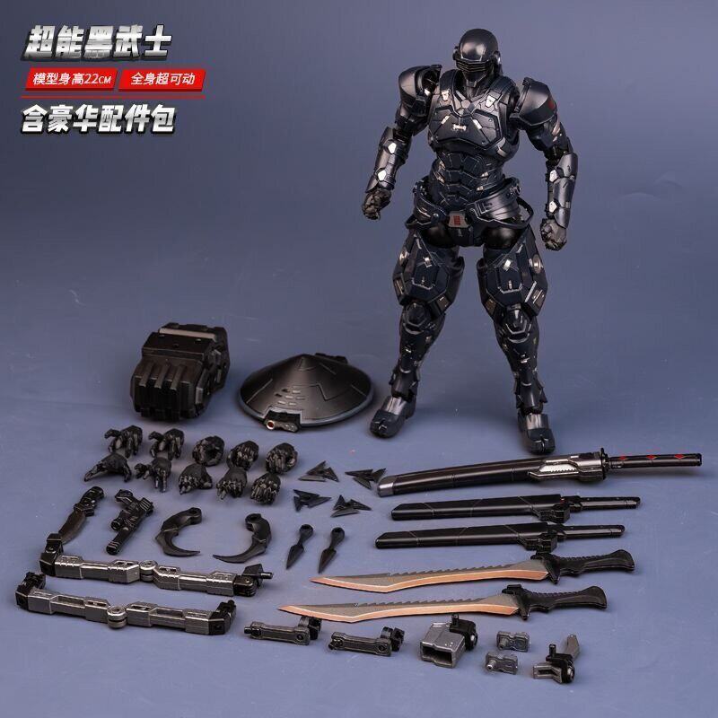 22Cm Super Black Warrior Sc001 Snake Eyes Action Figure 1/10 Mecha Ninja Articulated Figure Finished Model Collection Toys Hobby