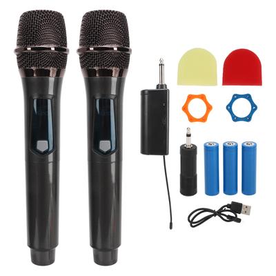 Wireless Microphone Metal Dual Handheld Cordless Dynamic Auto Connect Microphone for Karaoke