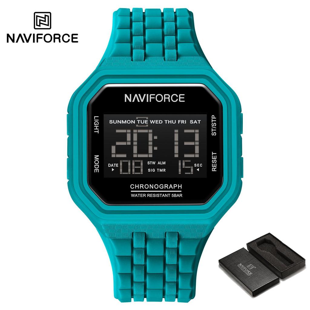 Naviforce LCD Digital Klokke for Menn Silikonreim Alarm Kronograf Dato Kalender Vanntett Utendørs Multifunksjonell Herre Gutt Klokke NF7116