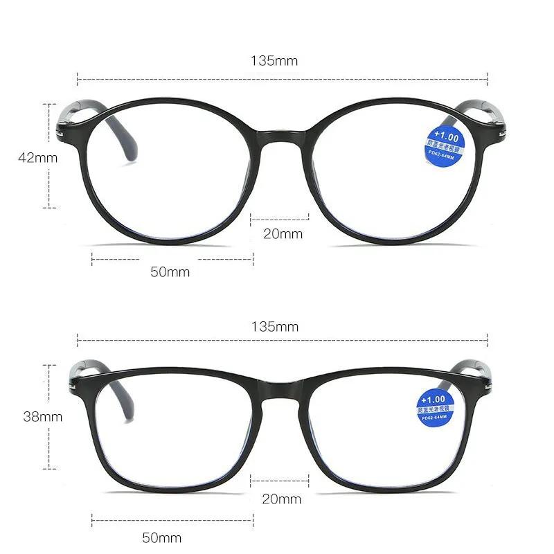 Fashion Presbyopia Glasses Round Frame Anti Blue Light Reading Eyewear Diopter 0 To +4 0 For Men Women