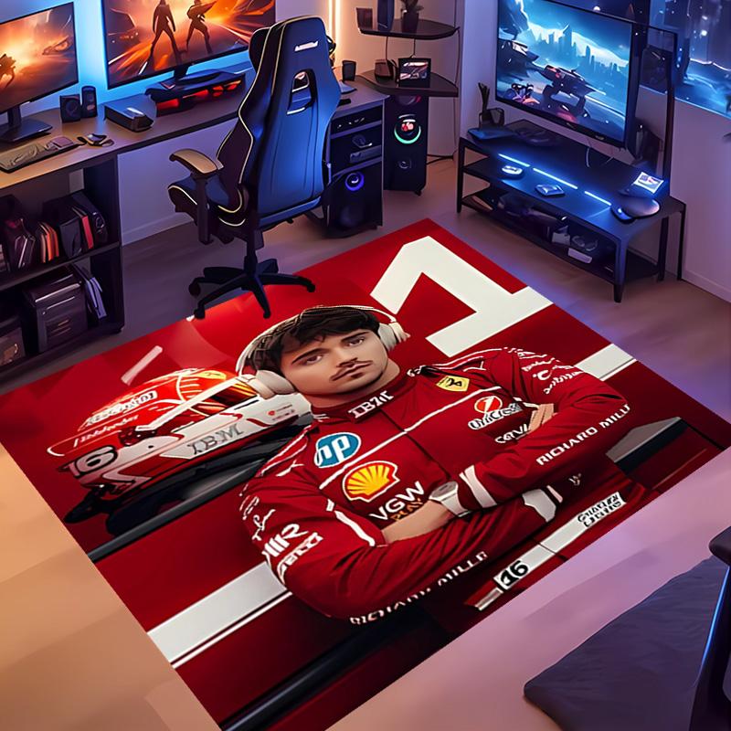 C-charles Leclerc F1 Racing-Themed Entrance Mat,Non-Slip Mat Area Rug,Room Decor,Outdoor Decor,Kitchen Rug,Doormat - Machine Washable,Easy to Clean
