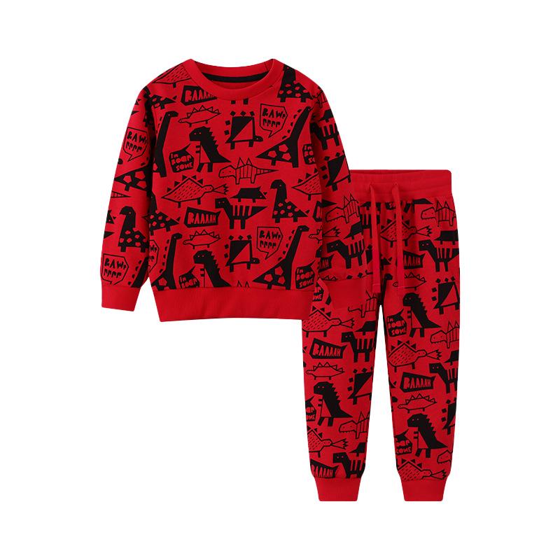 

Детский комплект: толстовка и брюки с принтом динозавра - Европейский и американский стиль, Коллекция Осень/Зима 2025 140cm (8Y)