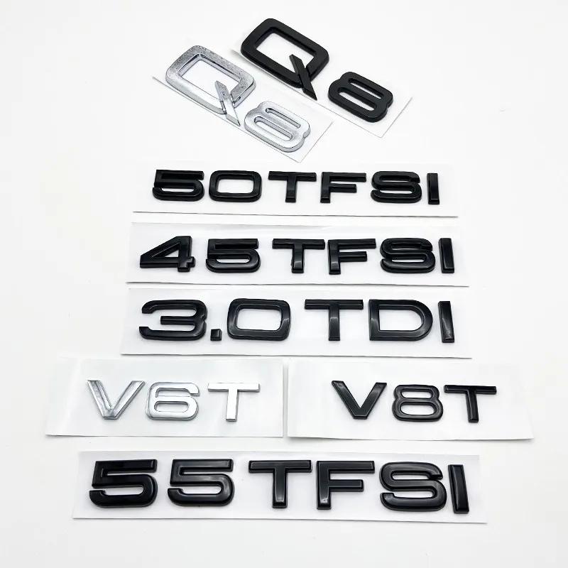 2026 Lettere Numeri Emblema Caldo in ABS per Audi Q8 SQ8 45TFSI 55TFSI Quattro Sline V6T V8T Auto Anteriore Laterale Bagagliaio Distintivo Targa Logo Adesivo