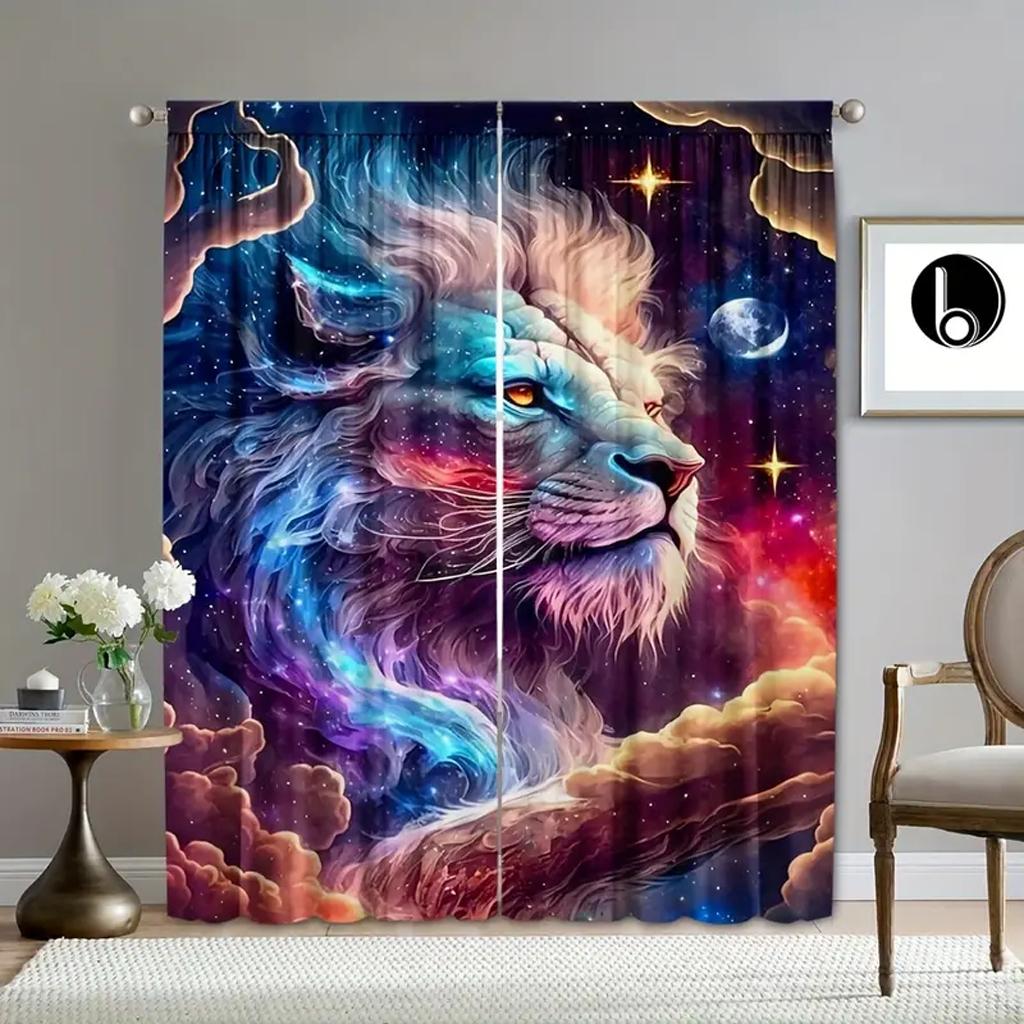 2 PCS Chinese Happy New Year Dragon Pirnt Curtains, 3D Print Window Curtains for Living Room Bedroom Red and Gold Free Shipping