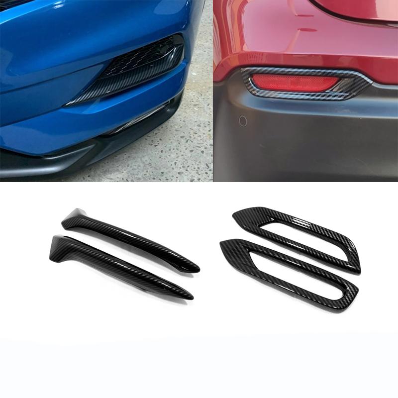 For Nissan Qashqai J11 2018 -  Chrome Carbon Fiber Front Rear Back Fog Lights Lamp Cover Trim Bumper Reflector Accessories