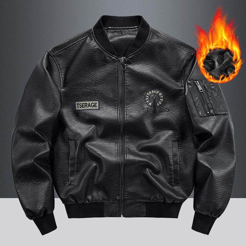 Herren Retro Locker Geschnittene Lederjacke - Frühling/Herbst Koreanischer Lässiger Stil Arbeitskleidung Revers Motorradjacke