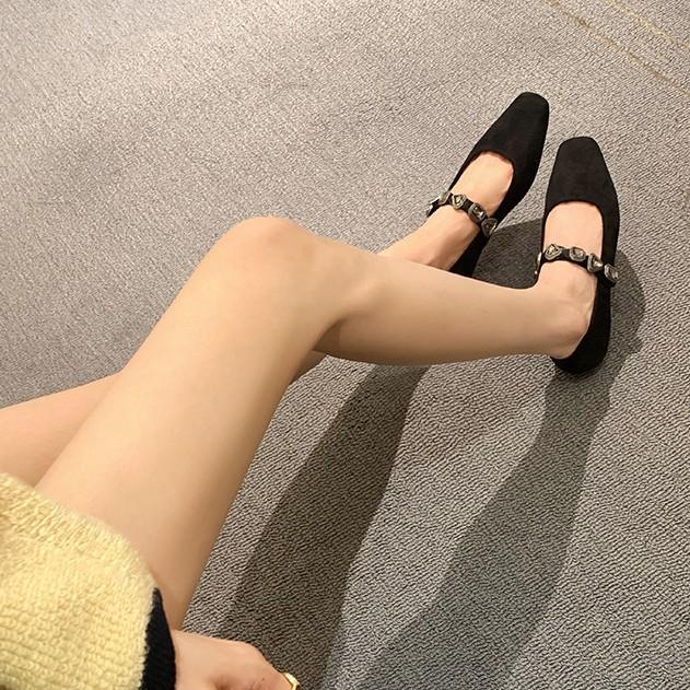 Sheepskin version~ French leather shoes leopard print Mary Jane shoes women's single shoes rhinestone shallow mouth ballet flat shoes ladyshoes