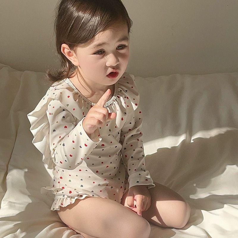 

Быстросохнущий слитный купальник для девочек ясельного и дошкольного возраста с защитой от солнца, 1-3 года, модный купальник в стиле интернет-знаменитости. 90 (Height ~80cm)