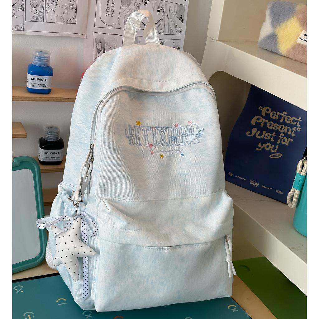 Schoolbag Junior high school student schoolbag female new cute large capacity embroidered student backpack simple versatile college backpack