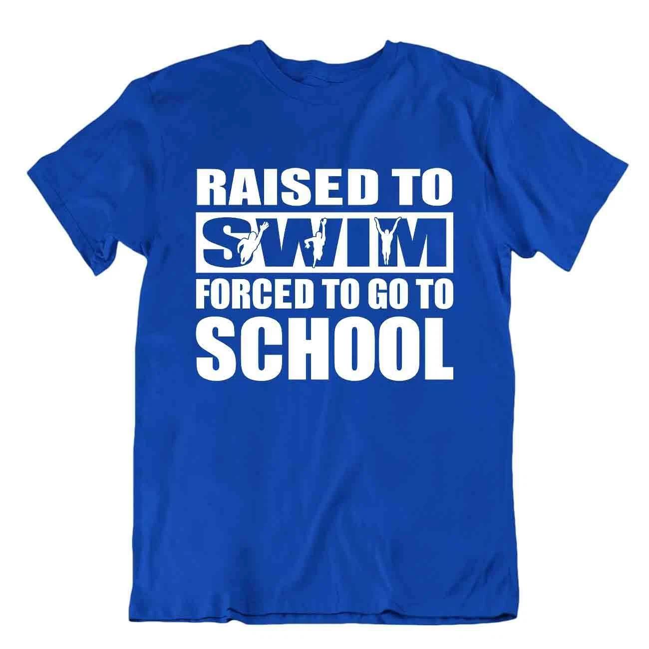 Raised To Swim Tshirt Teacher Joke Shirt Sporting Hobby Tee S